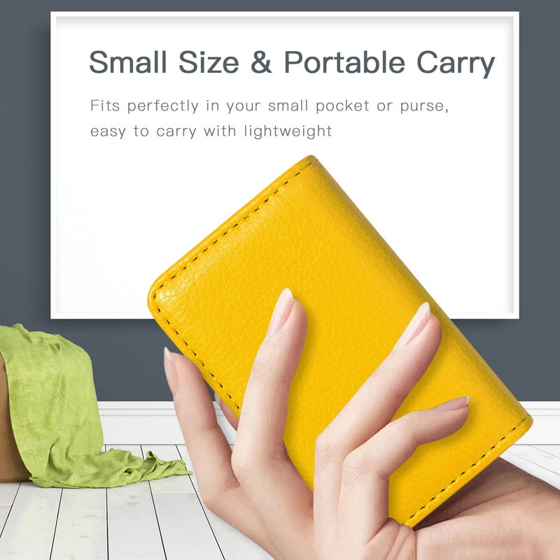 Padike Business Name Card Holder Luxury PU Leather,Business Name Card Holder Wallet Credit card ID Case/Holder For Men & Women - Keep Your Business Cards Clean(Yellow) - Image 5